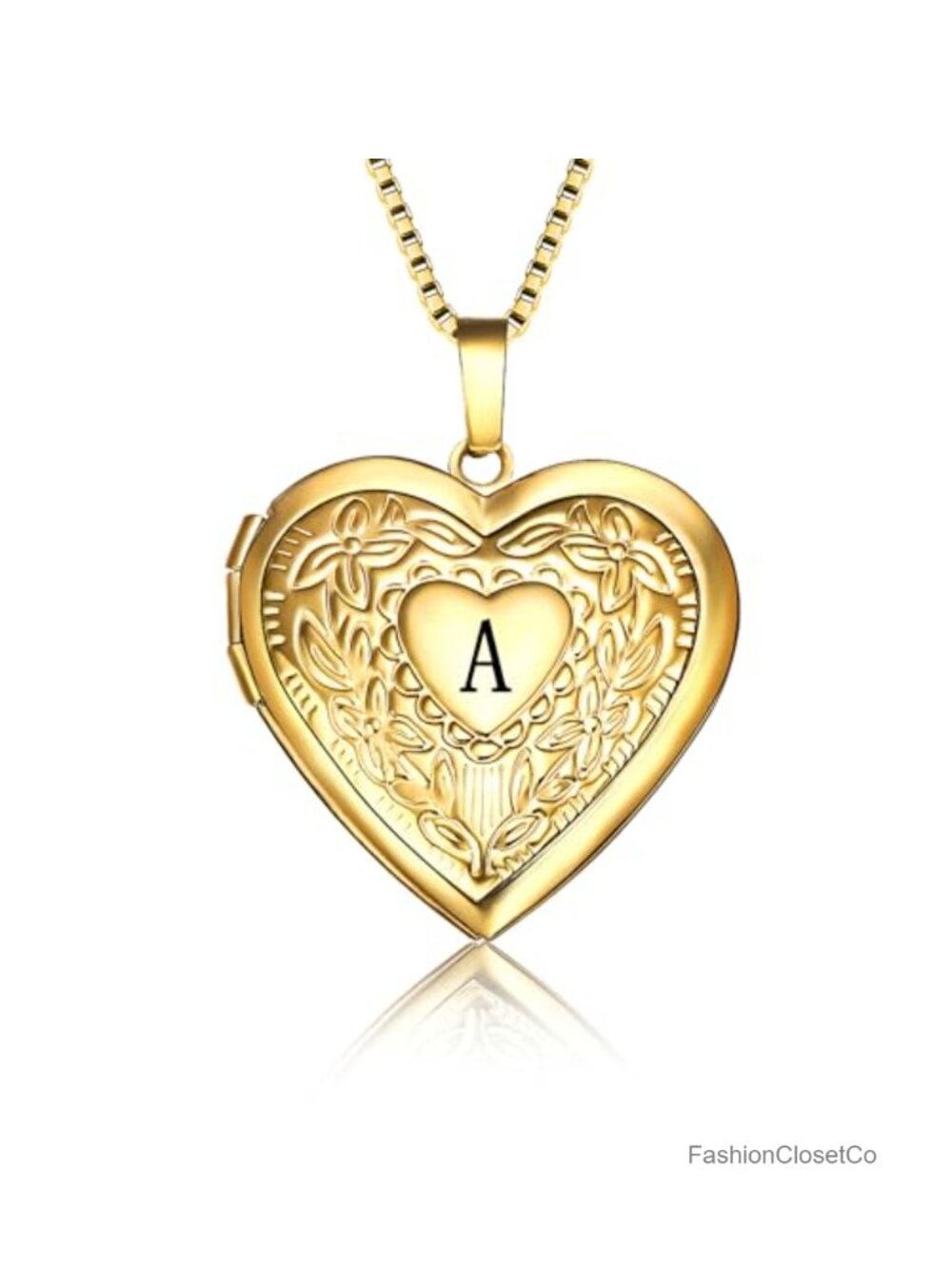 18K Gold Plated Stainless Steel Photo Locket Necklace Personalized Initial
